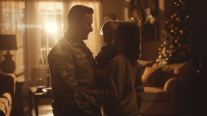 Military family in the living room